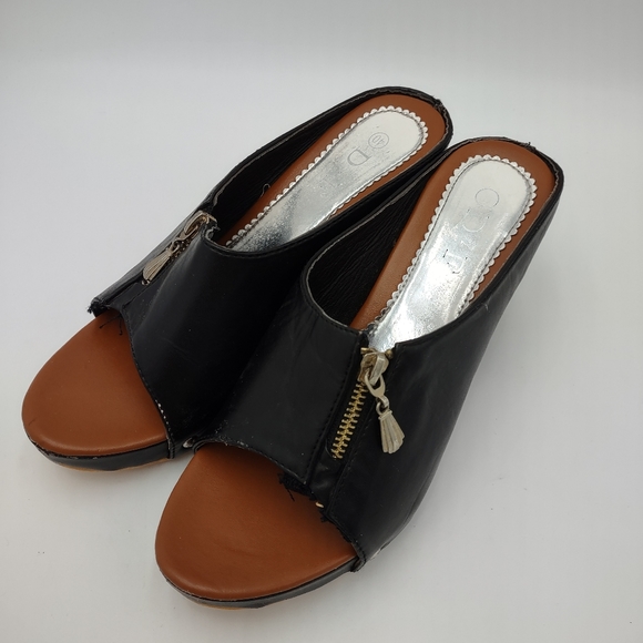 D.F Size 40 Black Leather Mule Shoes - Picture 9 of 15
